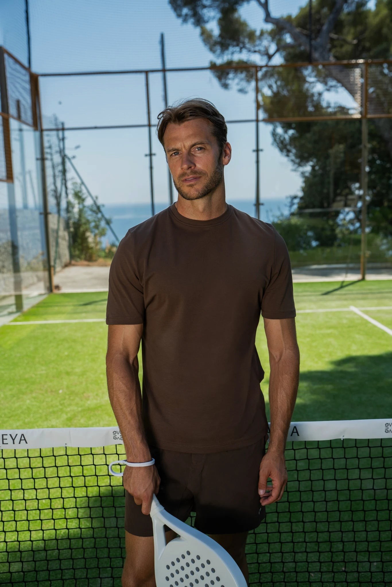 Men's padel t-shirt in espresso